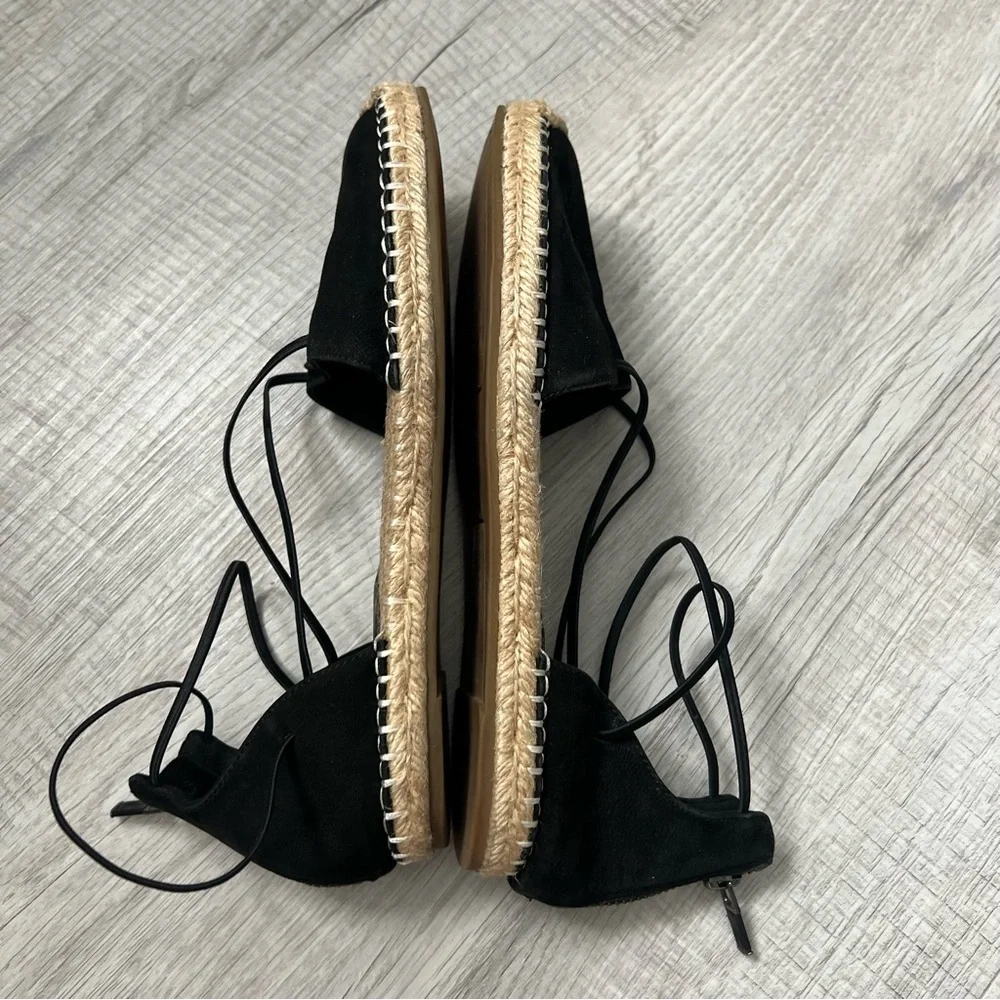 EILEEN FISHER Lace Leather Espadrille Black and Tan Size 7
